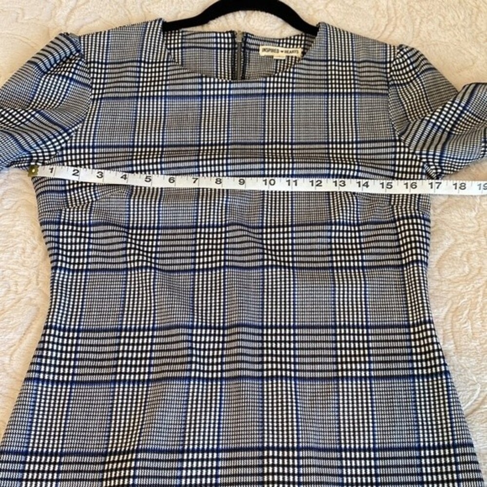 NWT WOMENS DRESS BY INSPIRED HEARTS BLUE BLACK & WHITE PLAID SIZE LARGE - Picture 12 of 14